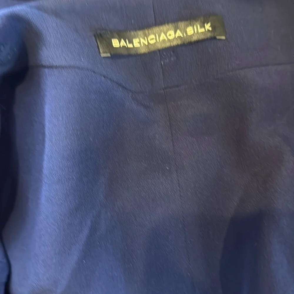 Balenciaga Navy Silk Ruffled Layered Skirt Size 6